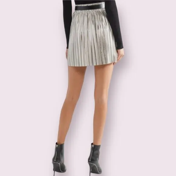 NWOT $295 Isabel Marant Etoile Delpha Metallic Pleated Mini Skirt Eu 38/ 6 or M
