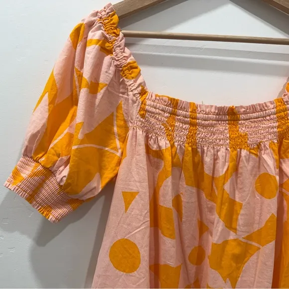 NWOT Free People Mila Printed Summer Floral Mini Dress Pockets Smocked Sz Medium