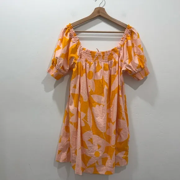 NWOT Free People Mila Printed Summer Floral Mini Dress Pockets Smocked Sz Medium