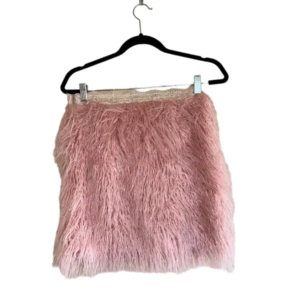 NWOT Free People Party Time Faux  Fur Mini Skirt