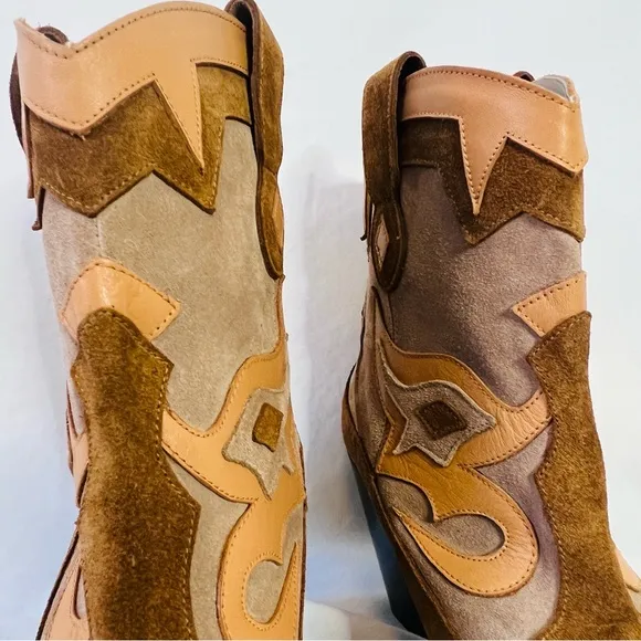 NWOT Free People x Toral Golden Girl Suede Cowboy Boots