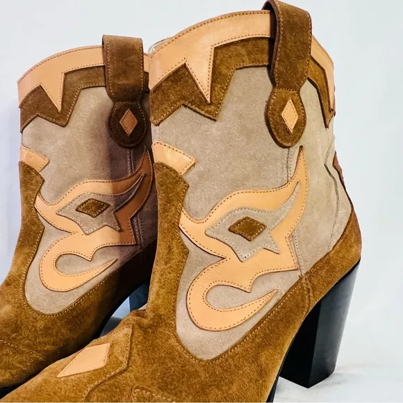 NWOT Free People x Toral Golden Girl Suede Cowboy Boots