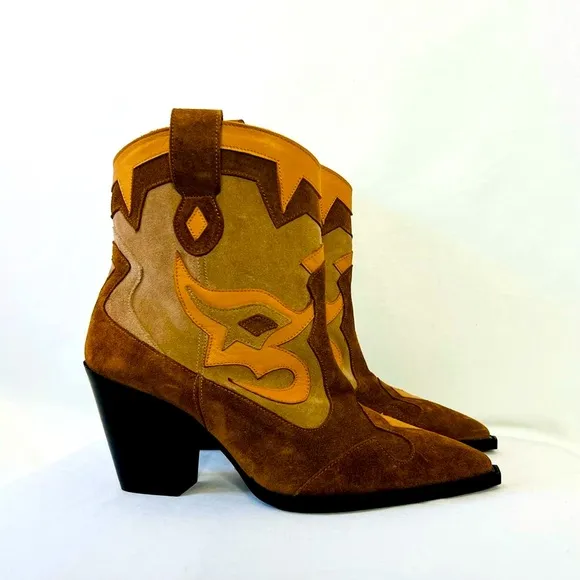 NWOT Free People x Toral Golden Girl Suede Cowboy Boots