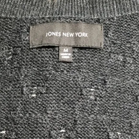 NWOT Jones New York Removable Faux Fur Collar Trellis Cotton Cable Knit Cardigan