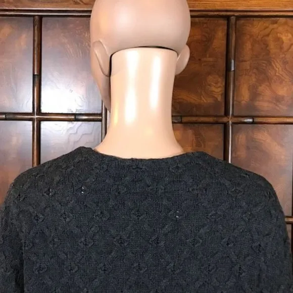 NWOT Jones New York Removable Faux Fur Collar Trellis Cotton Cable Knit Cardigan