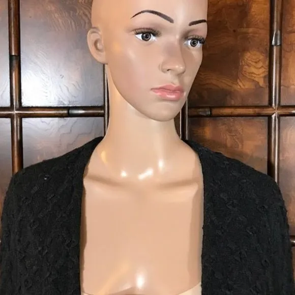 NWOT Jones New York Removable Faux Fur Collar Trellis Cotton Cable Knit Cardigan