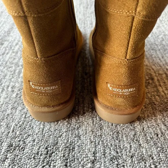 NWOT Koolaburra by UGG Tan Brown Sherpa Booties Boots Womens Size 8 Cozy Winter