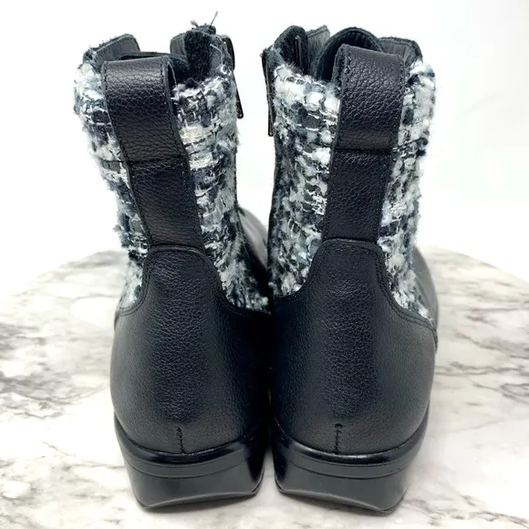NWOT Naot Patchwork Tweed Two Tone Comfort Leather Lace Up Boots 6/37 Academia