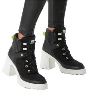 NWOT Sorel Brex Women’s Heel Cozy Lace Up Waterproof Boots Black- Sz 9.5