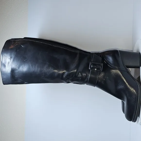 NWOT Soul Naturalizer Twinkle Boots Tall Knee High Block Heel Faux Black 8 W