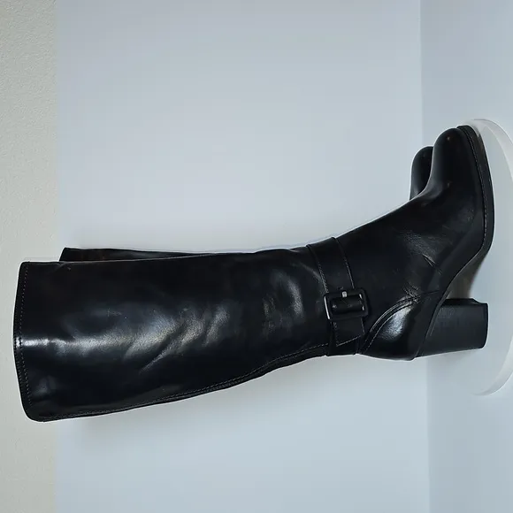 NWOT Soul Naturalizer Twinkle Boots Tall Knee High Block Heel Faux Black 8 W