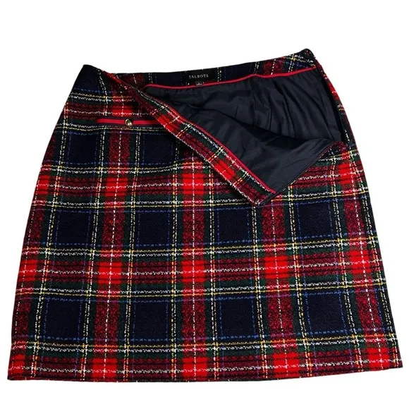 NWOT TALBOTS Glee Plaid A-Line Skirt Lined Size 6