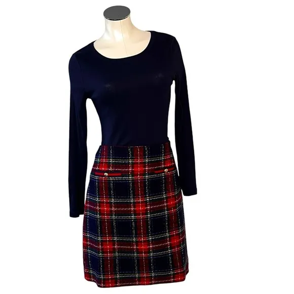 NWOT TALBOTS Glee Plaid A-Line Skirt Lined Size 6