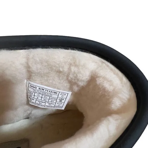 NWOT UGG Women's Beige Natural Black Classic Clear Faux Fur Lined Mini Boots Siz