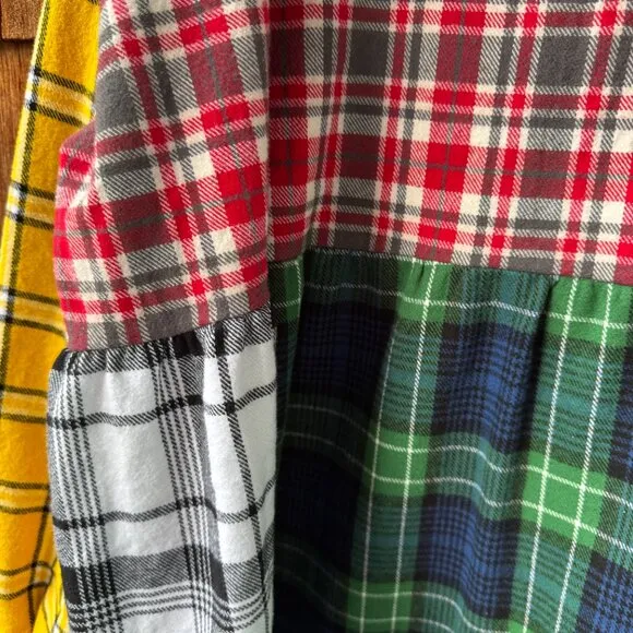 NWOT Vintage Plaid Flannel Long Sleeve Cotton Prairie Patchwork Dress in X-Large