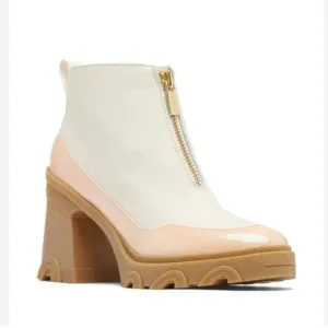 NWOT Women’s Sorel Brex Chalk Peach Platform Heeled Waterproof Chelsea Boots 8.5