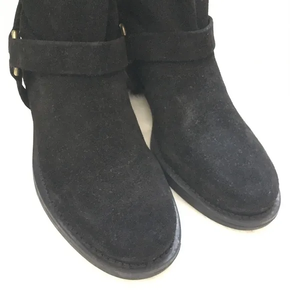 NWOT ZARA Basic Soft Suede Leather Moto Western Cowboy Boot