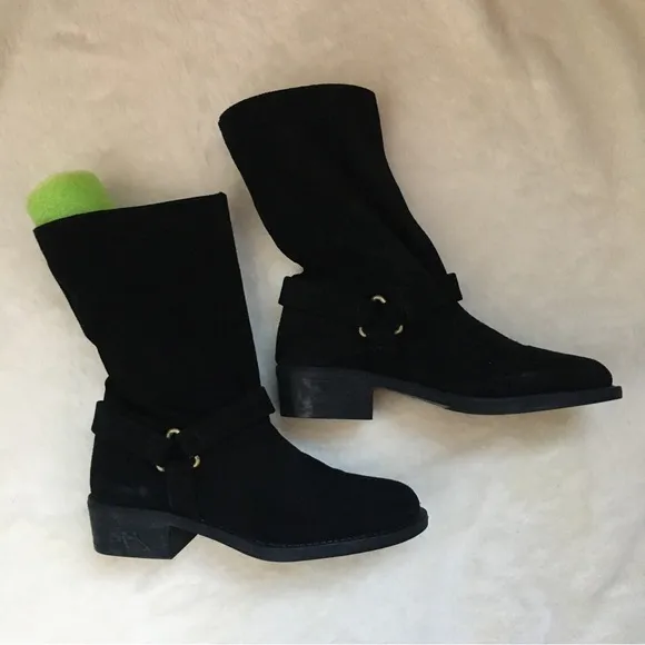 NWOT ZARA Basic Soft Suede Leather Moto Western Cowboy Boot