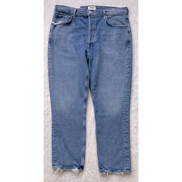NWT AGOLDE Riley Long High Rise Straight Jeans in Quiver, Size 32