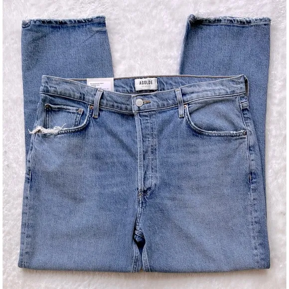 NWT AGOLDE Riley Long High Rise Straight Jeans in Quiver, Size 32
