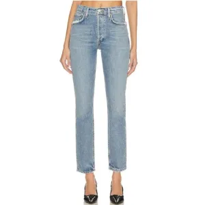 NWT AGOLDE Riley Long High Rise Straight Jeans in Quiver, Size 32