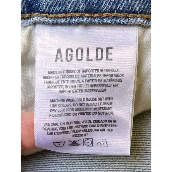 NWT AGOLDE Riley Long High Rise Straight Jeans in Quiver, Size 32