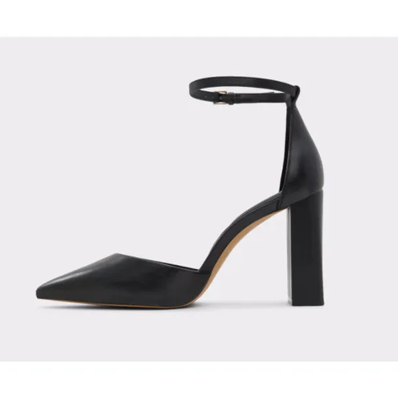 NWT Aldo Millgate Leather Heel 8.5 Black Pump D'Orsay Buckle Shoes Women’s Pump