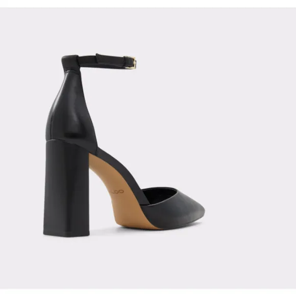 NWT Aldo Millgate Leather Heel 8.5 Black Pump D'Orsay Buckle Shoes Women’s Pump