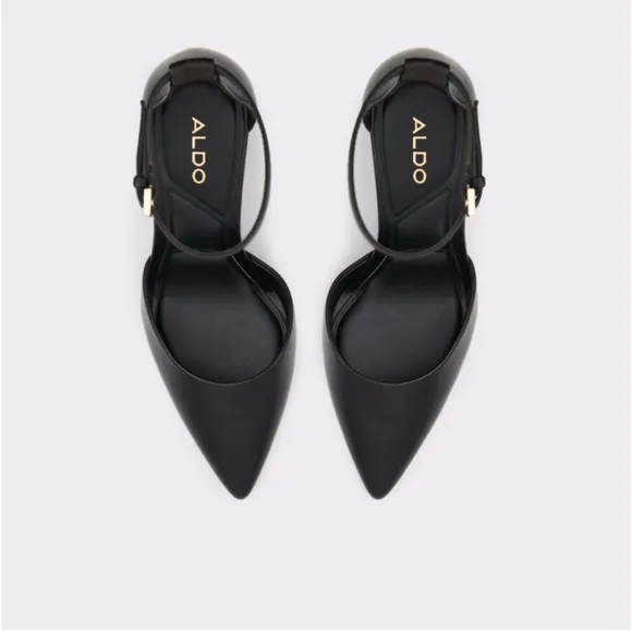 NWT Aldo Millgate Leather Heel 8.5 Black Pump D'Orsay Buckle Shoes Women’s Pump