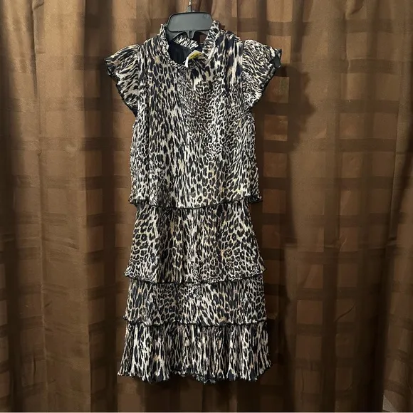 NWT AllSaints Antheia kiku Mini dress in brown Sz US 0 reg $299