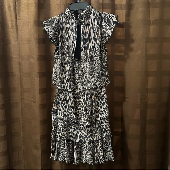 NWT AllSaints Antheia kiku Mini dress in brown Sz US 0 reg $299