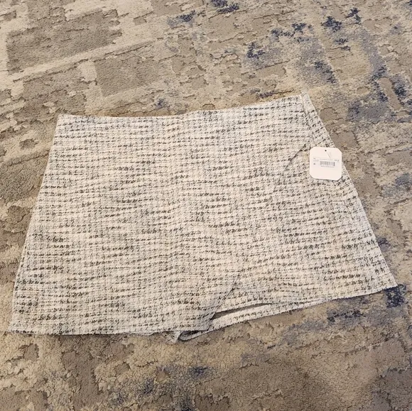 NWT Altr'd State Tweed Stretch Skort White black size XXL