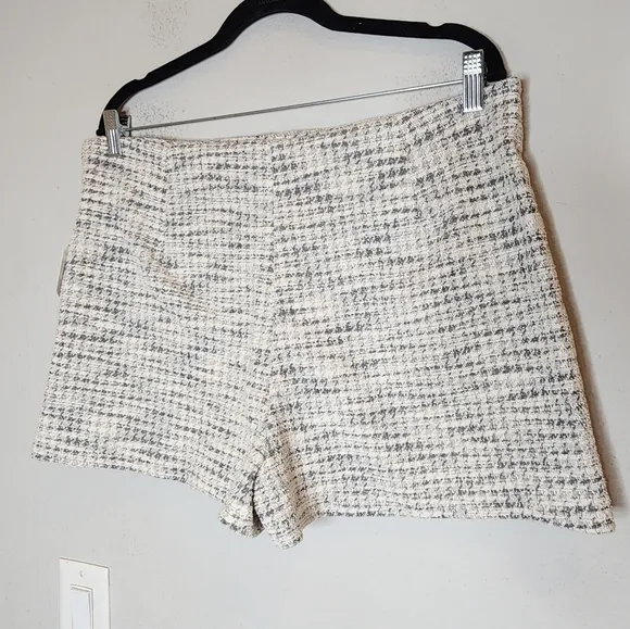 NWT Altr'd State Tweed Stretch Skort White black size XXL