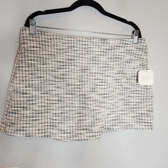 NWT Altr'd State Tweed Stretch Skort White black size XXL