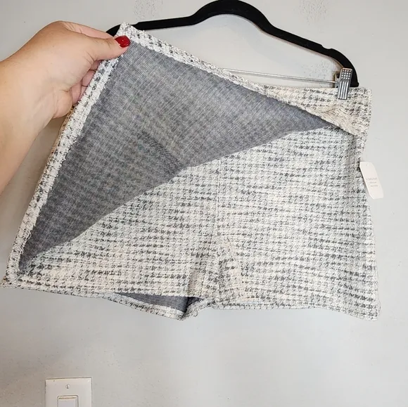 NWT Altr'd State Tweed Stretch Skort White black size XXL