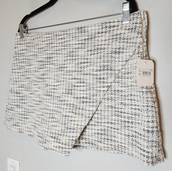 NWT Altr'd State Tweed Stretch Skort White black size XXL