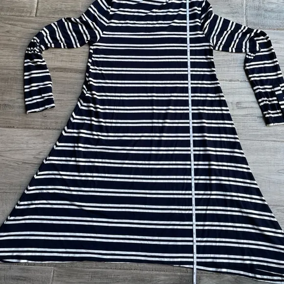 NWT Anthropologie Maeve Turtleneck Swing Dress Long Sleeve Navy/White Stripe MED