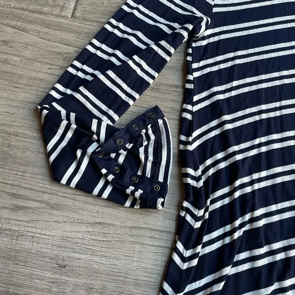 NWT Anthropologie Maeve Turtleneck Swing Dress Long Sleeve Navy/White Stripe MED