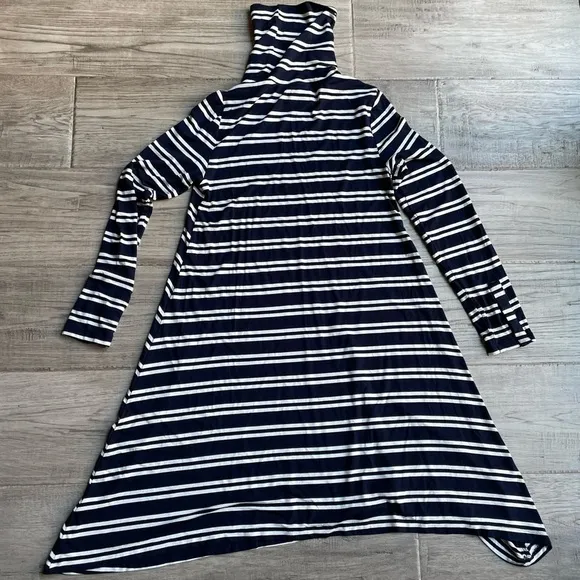 NWT Anthropologie Maeve Turtleneck Swing Dress Long Sleeve Navy/White Stripe MED