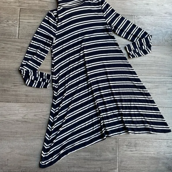 NWT Anthropologie Maeve Turtleneck Swing Dress Long Sleeve Navy/White Stripe MED