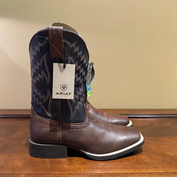 NWT Ariat - Kid's Tycoon Western Boots in Brazen Brown / Arizona Sky (Size 2)