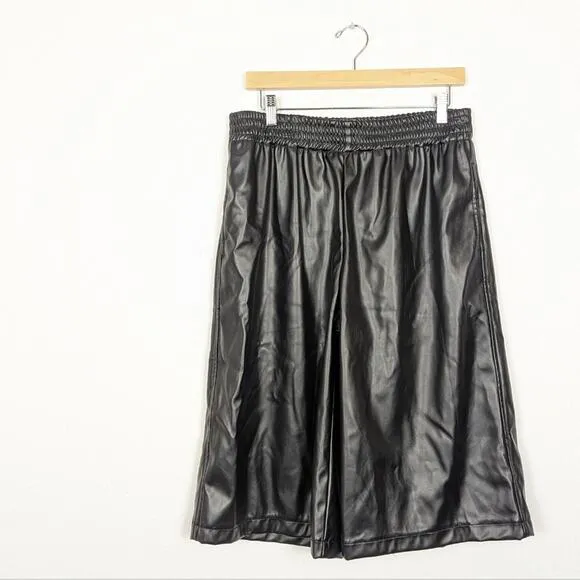 NWT ATM Anthony Thomas Melillo Black Vegan Leather Culottes Size L