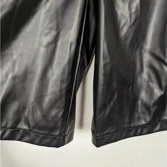 NWT ATM Anthony Thomas Melillo Black Vegan Leather Culottes Size L