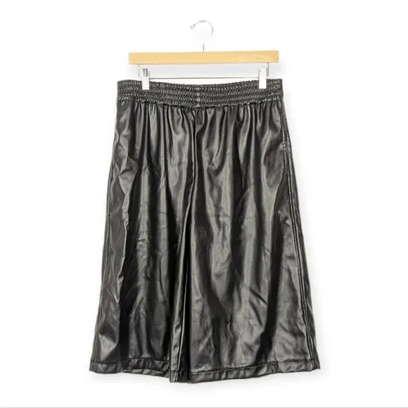 NWT ATM Anthony Thomas Melillo Black Vegan Leather Culottes Size L