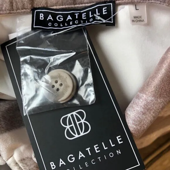 NWT BAGATELLE Tan Plaid Vegan Suede Button-down Shirt Jacket L &amp; XL MSRP $158