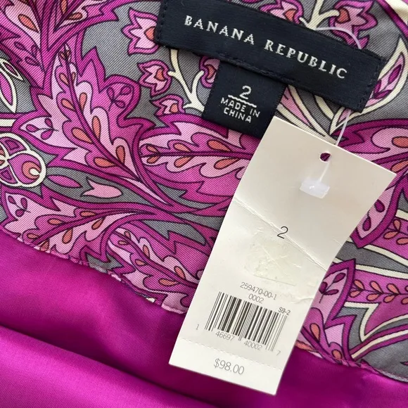NWT Banana Republic Silk Paisley short pleated print skirt size 2