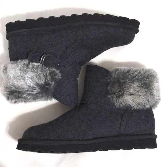NWT Bearpaw Women's Fur Trim Wide Koko Ankle Water Resistant Ski Winter Boots 10