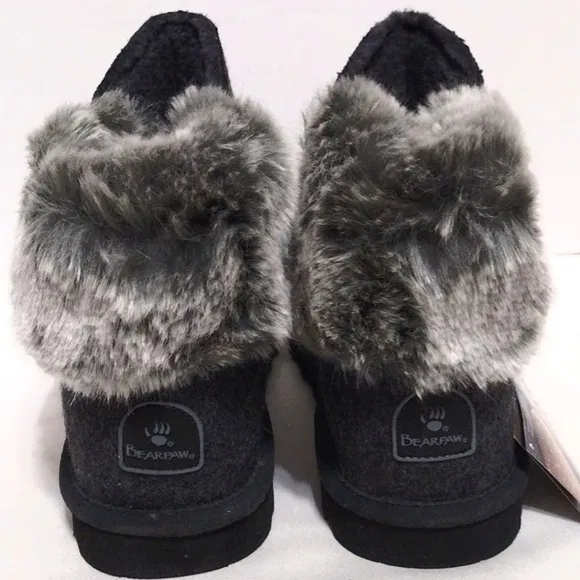 NWT Bearpaw Women's Fur Trim Wide Koko Ankle Water Resistant Ski Winter Boots 10