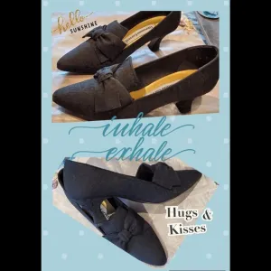 NWT Black Louis heels satin  brocade shoes by Giovanna Correti 7.5 M