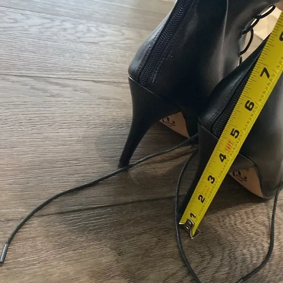 NWT BURJU Moment  Open Toe Lace Up Tongue Ankle Boots | Black | Size 14